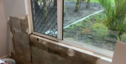 wall rebuild - Timber Entry Posts and Window Wall Repair on Snell Isle