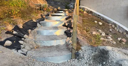 timber edging - Stone Garden Steps on a Sloped Yard in Seminole